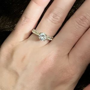 Jewelry - Yellow Gold Tone Dainty Halo Ring Jewelry - Yellow Gold Tone Dainty Halo Ring